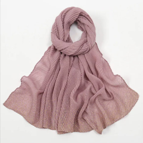 Gilded Crumpled Solid Color Polyester Scarf for Women