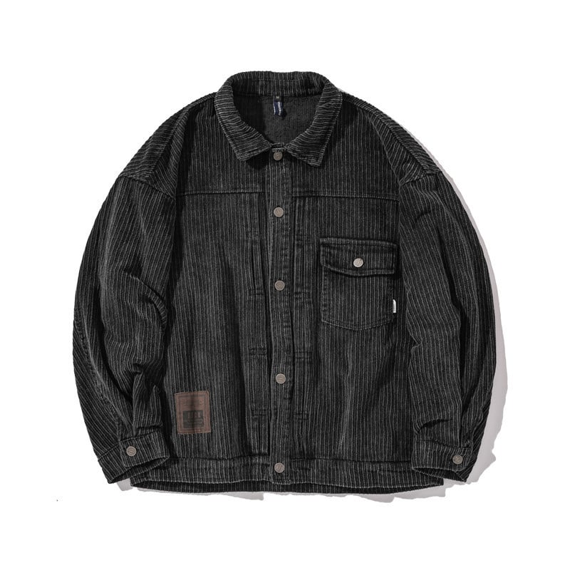 Solid Color Corduroy Lapel Jacket