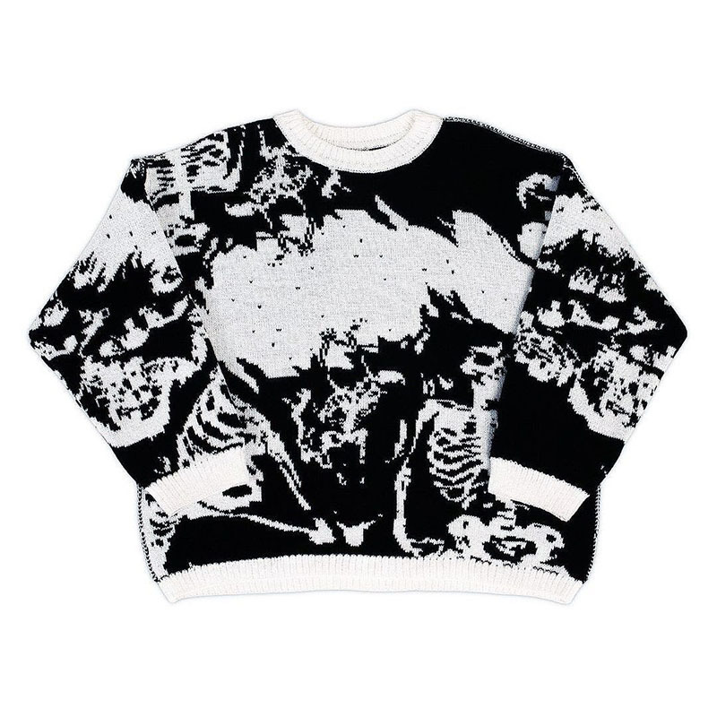 Loose Long Sleeve Jacquard Pullover Sweater Top | Streetwear