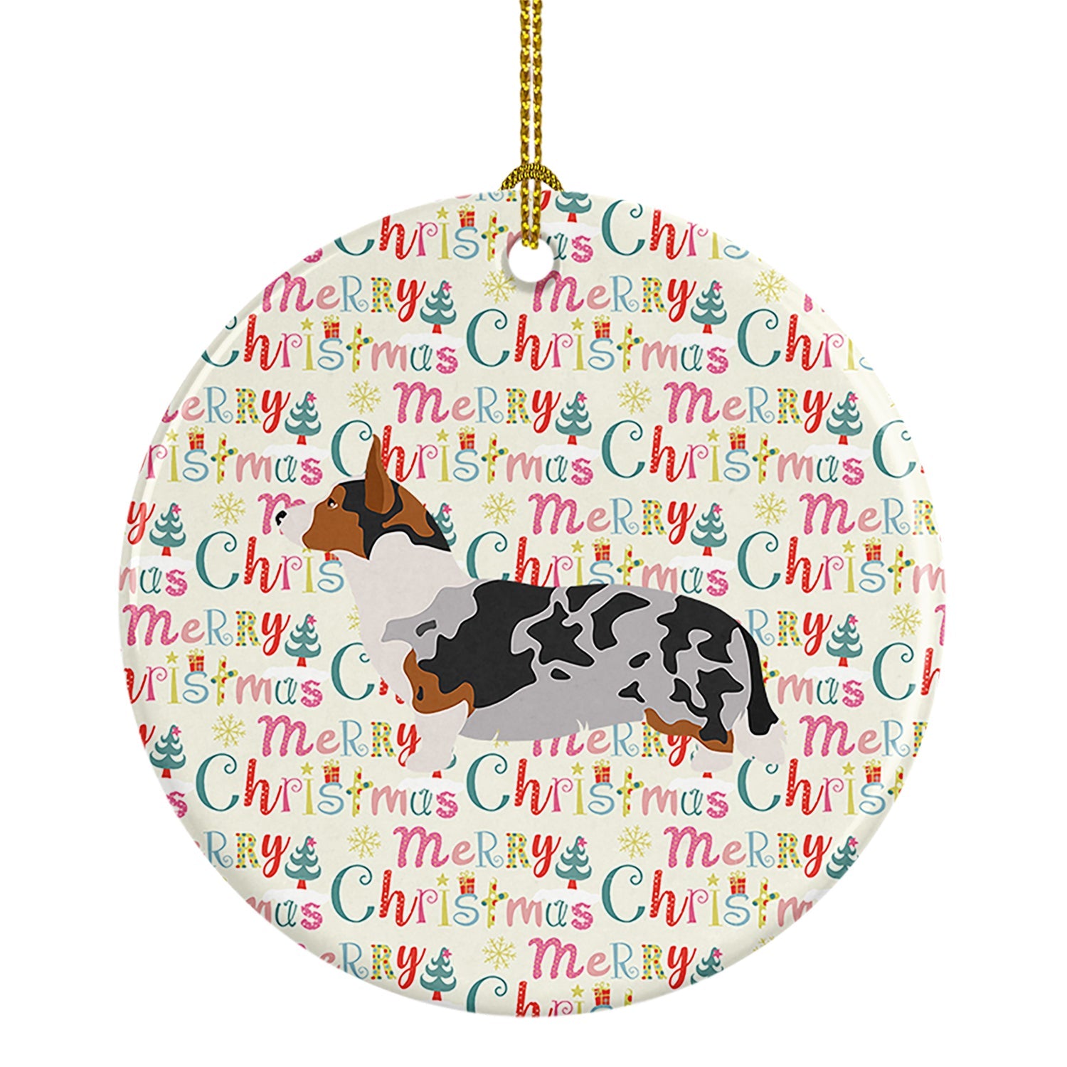 Welsh Corgi Cardigan Merry Christmas Ceramic Ornament