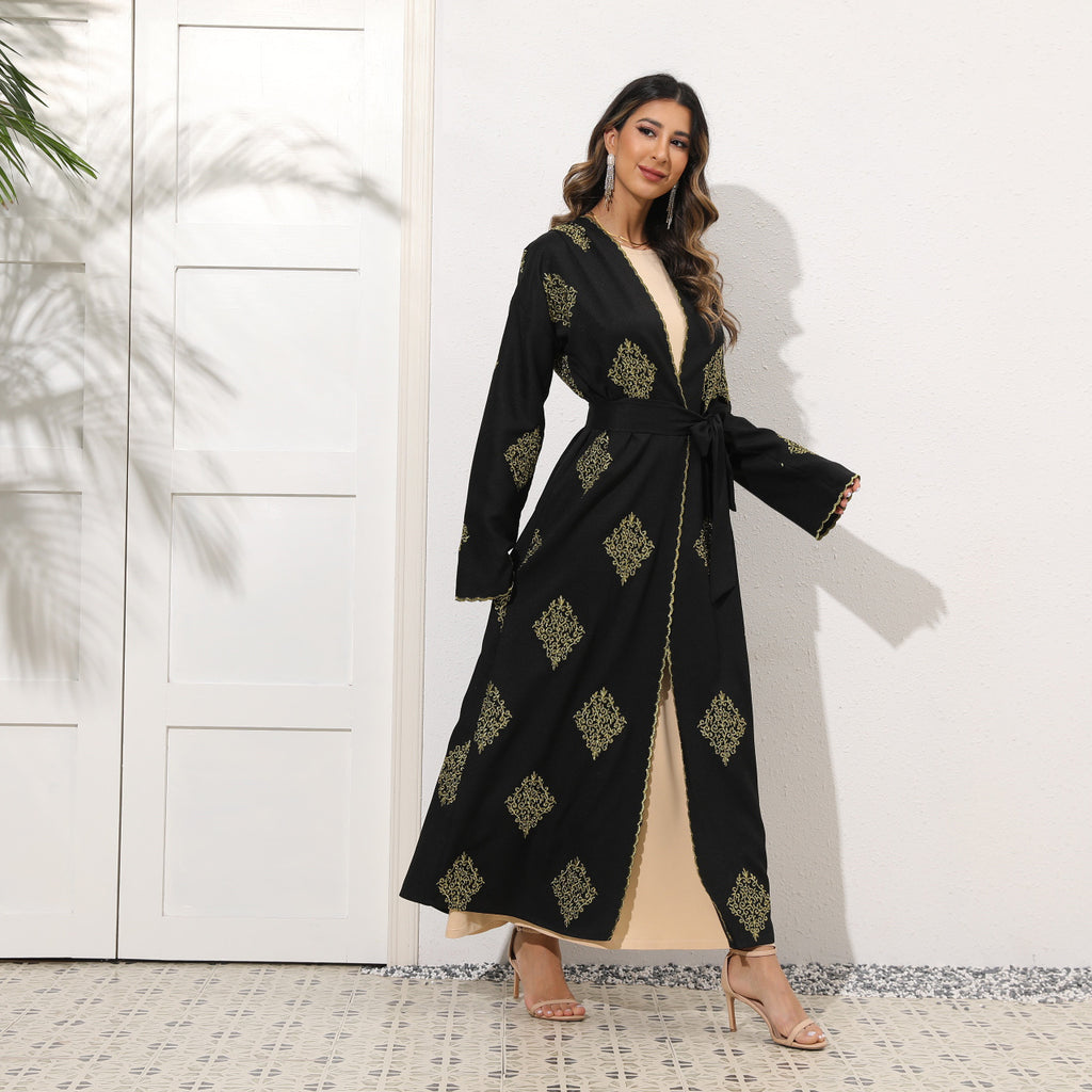 Vintage Strappy Cardigan Coats with Embroidery