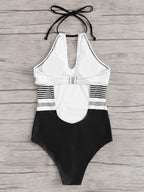 Women's Striped One-Piece Swimsuit - Sexy Design