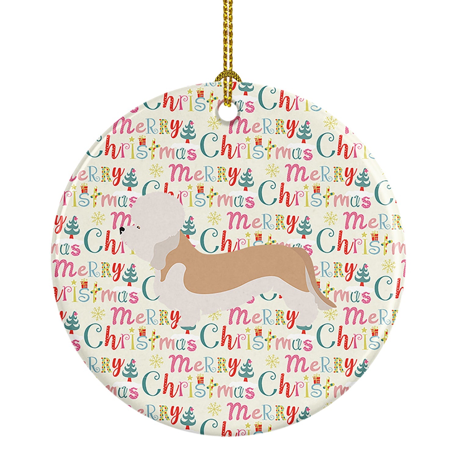 Dandie Dinmont Terrier Merry Christmas Ceramic Ornament