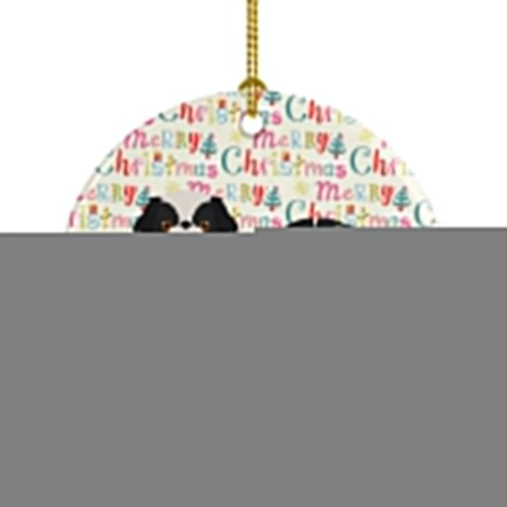 Japanese Chin #2 Merry Christmas Ceramic Ornament