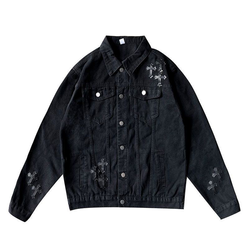 Hip-Hop Loose Embroidered Denim Jacket for Men