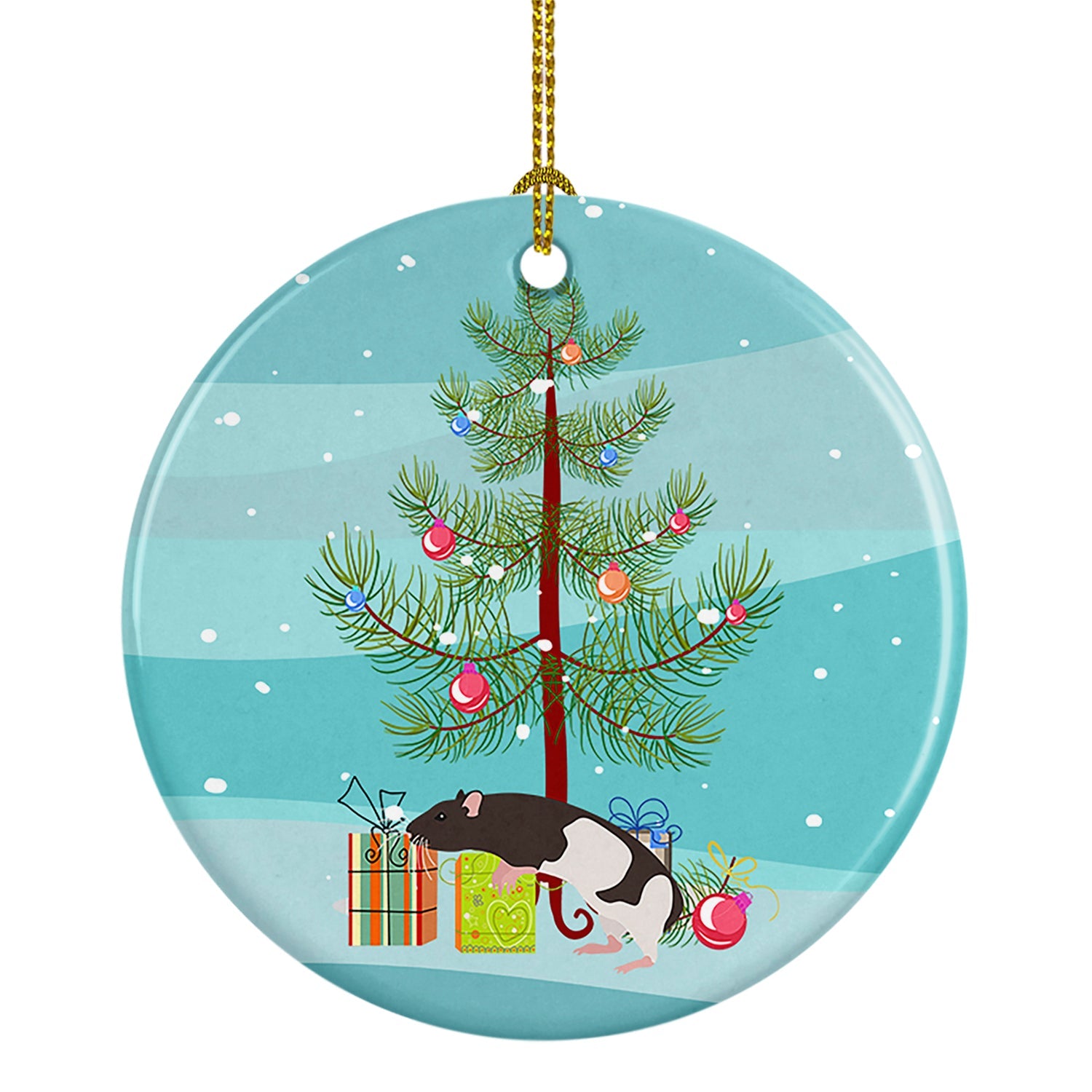 Tailless Rat Merry Christmas Ceramic Ornament