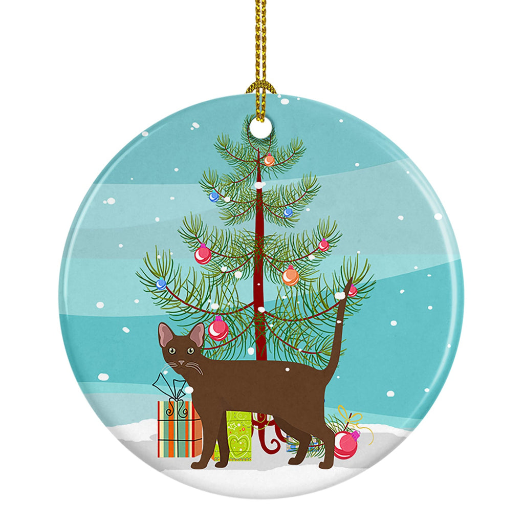 Havana Brown Cat Christmas Ceramic Ornament