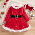Christmas Dress and Headband Set for Girls