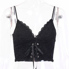 Lace-Up Crochet Bralette Camisole