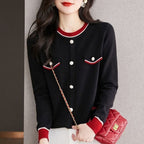 Autumn Fashion Round Neck Color Block Women's Sweater