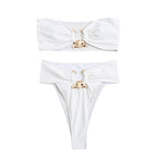 High Waist Sexy Tube Top Bikini Set for Women