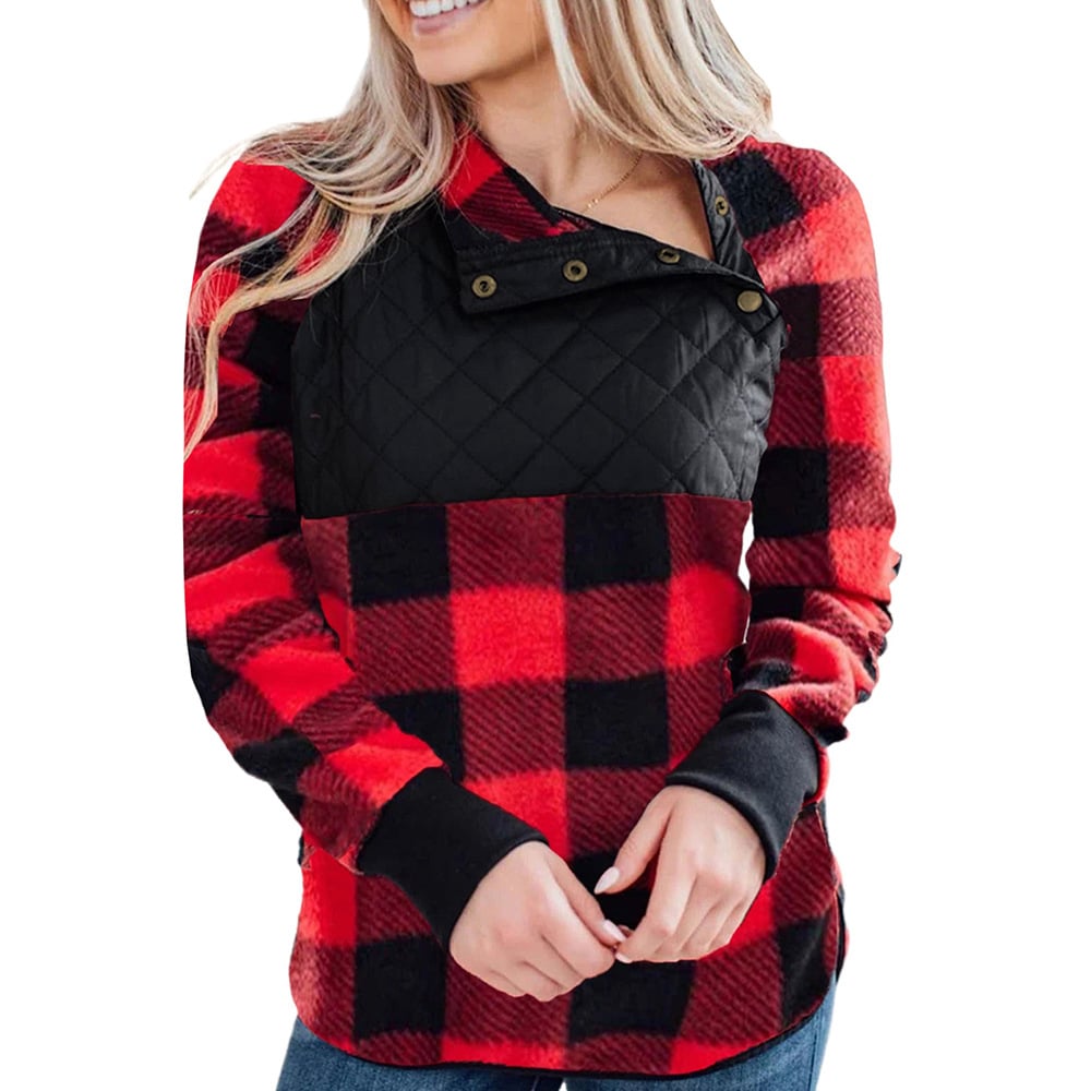 Plaid Contrast Stitching Women's Sweater (European Style)