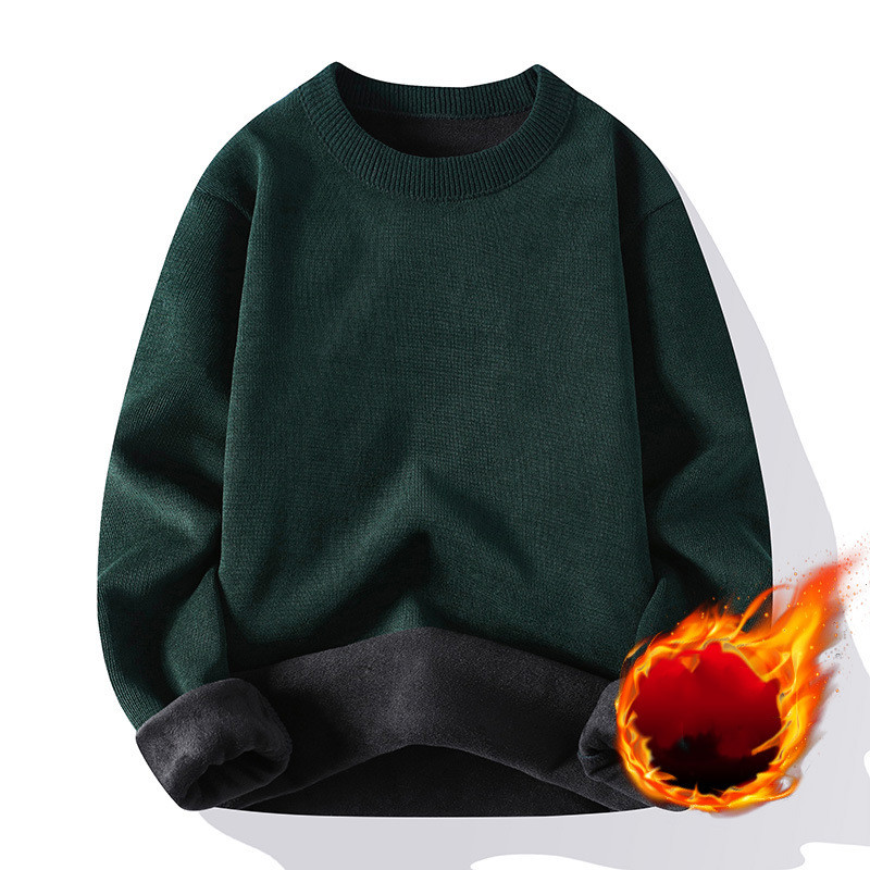 Men's Plush Round Neck Sweater