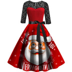 Christmas Lace Stitch Mid-length Dress