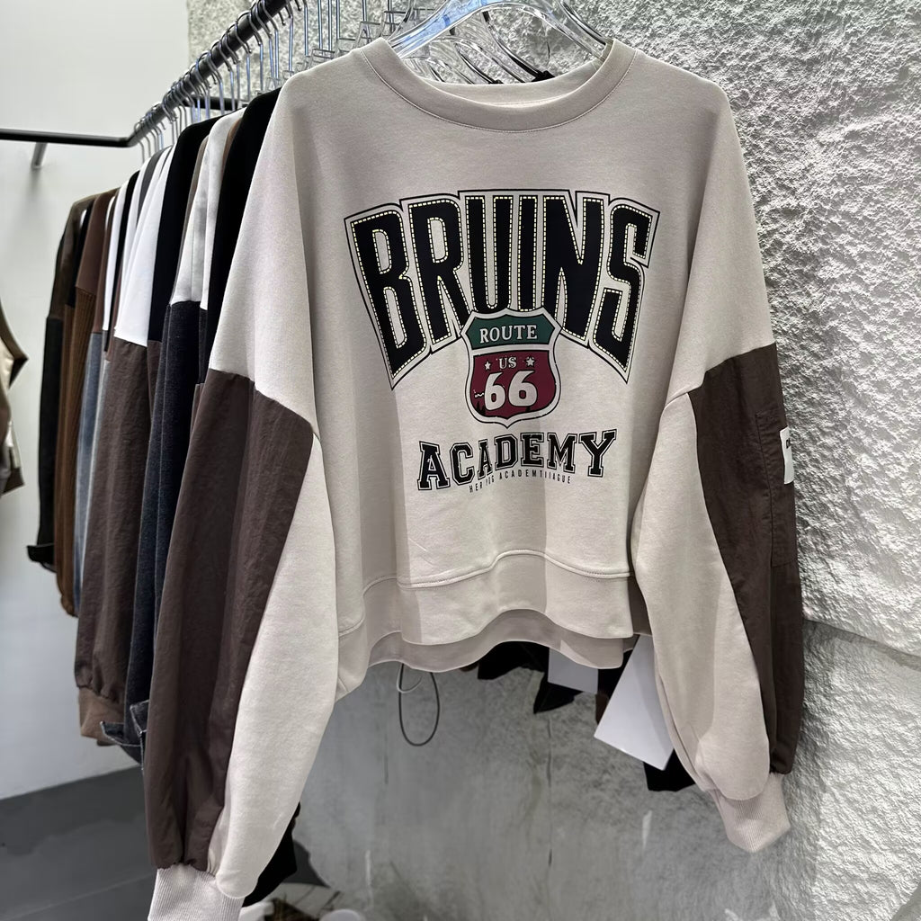 Women's Letter Printed Loose Patchwork Pullover | Streetwear