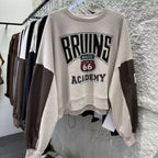 Women's Letter Printed Loose Patchwork Pullover | Streetwear