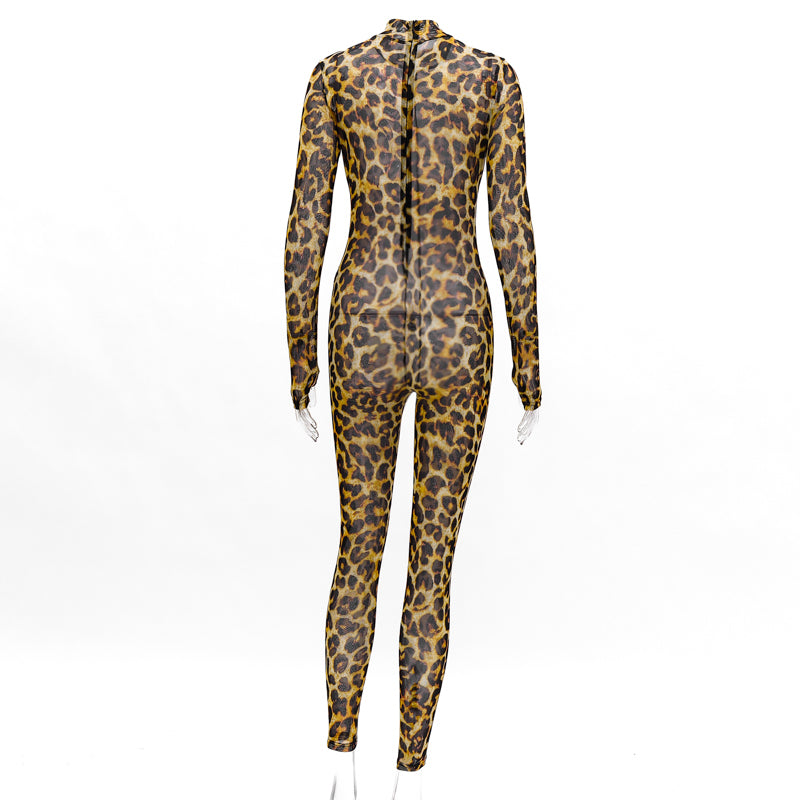 2019 Women's Leopard Print Bodysuit & Jumpsuit Outfit