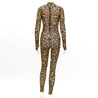 2019 Women's Leopard Print Bodysuit & Jumpsuit Outfit