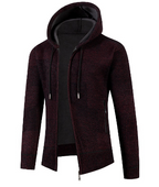 Slim Fit Hooded Plaid Knit Jacket for Men