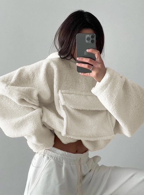 Knitted Lambswool Hooded Long Sleeve Sweater for Fall