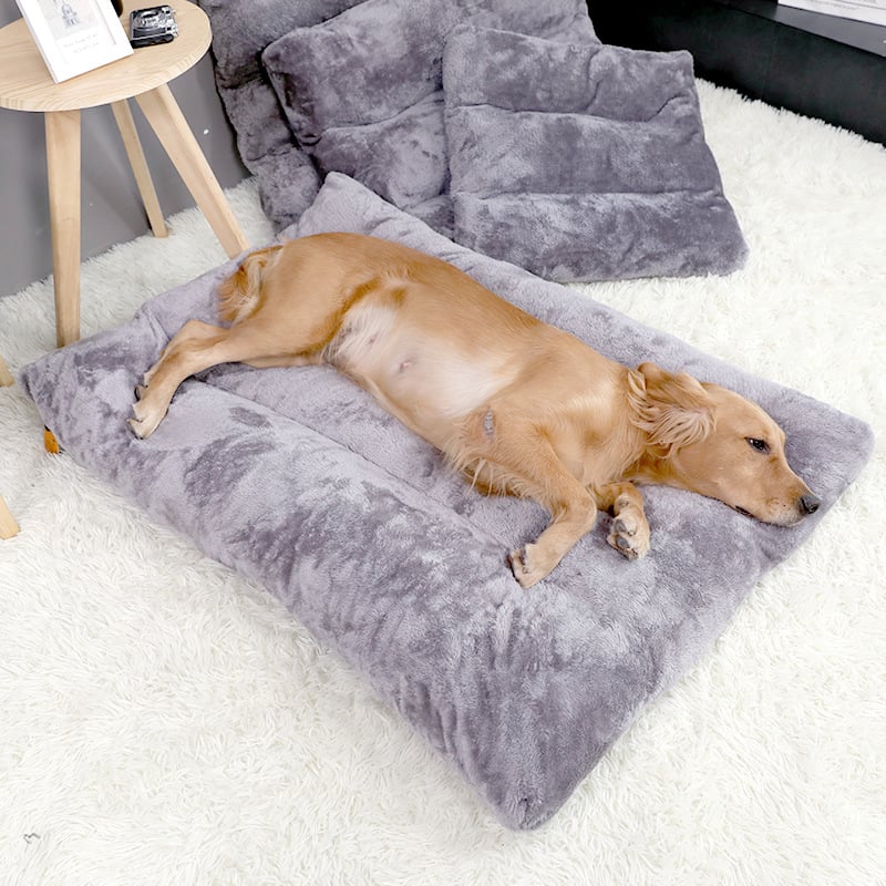 Quilted Base Long Warm Plush Dog Bed in 4 Sizes