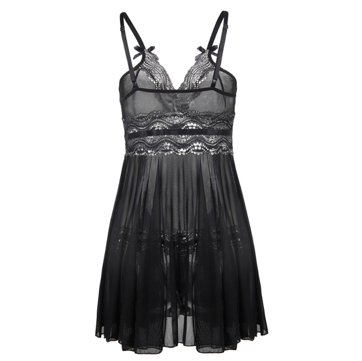 Plus Size Sexy Sheer Lingerie with Sequins Nightgown