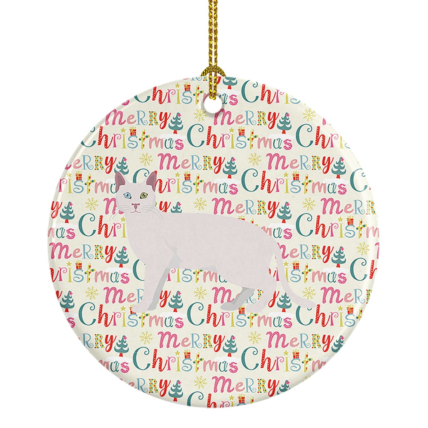 Khao Manee #1 Cat Christmas Ceramic Ornament