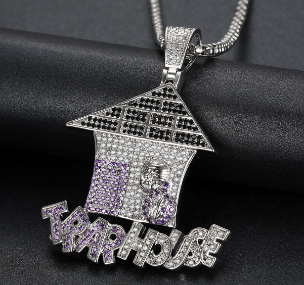 Cute Cartoon Christmas House Pendant Necklace