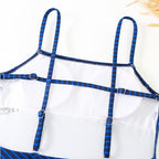 2023 Women's Retro Striped Backless Swimsuit Set