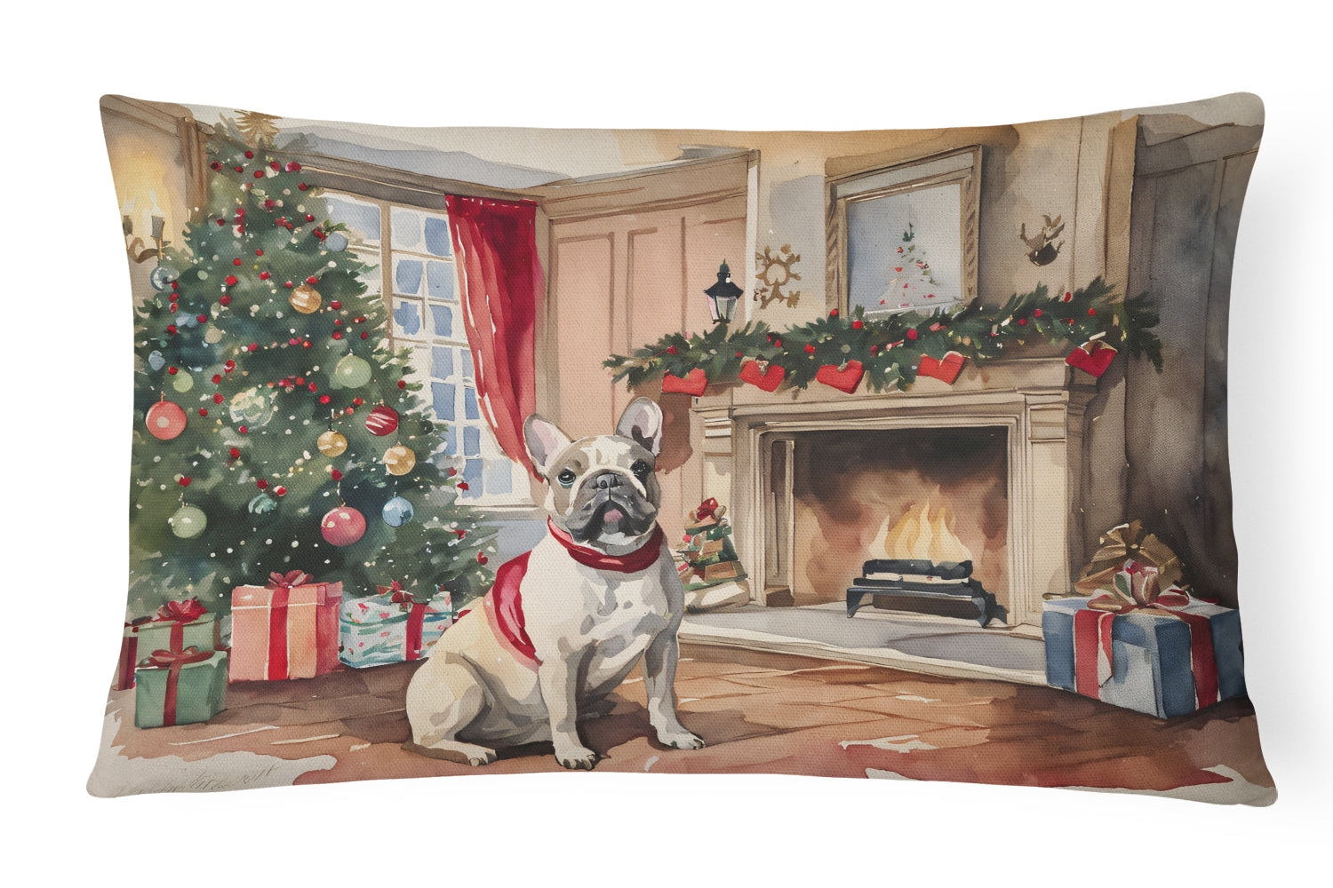 French Bulldog Christmas Throw Pillow