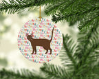 Havana Brown Cat Christmas Ceramic Ornament