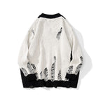 Lazy Wind Color Block Beggar Sweater