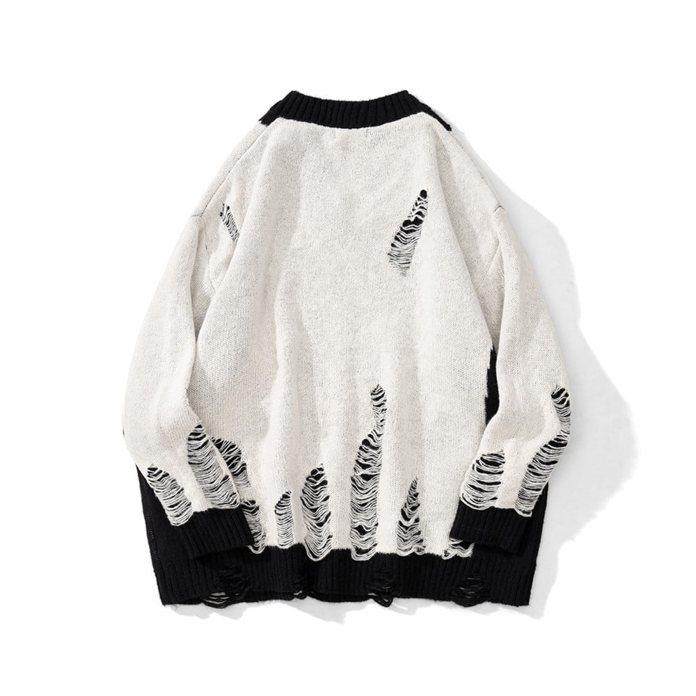 Lazy Wind Color Block Beggar Sweater