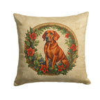 Red Redbone Coonhound Christmas Flowers Throw Pillow