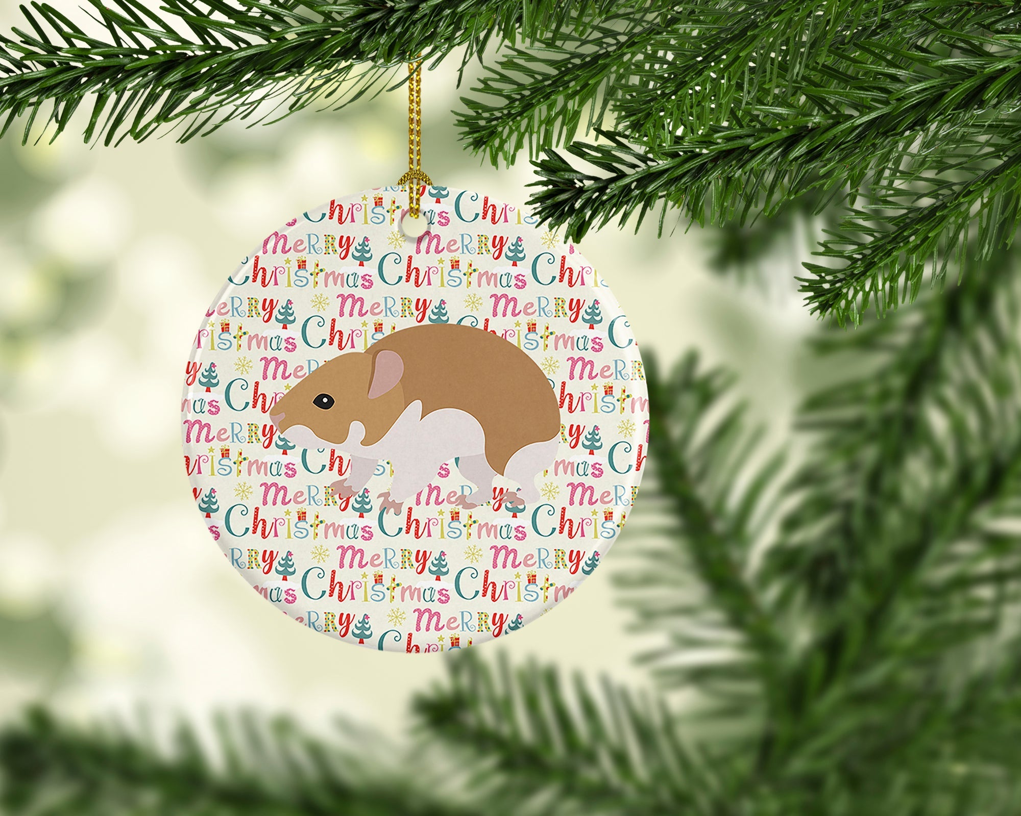 Turkish Hamster Christmas Ceramic Ornament