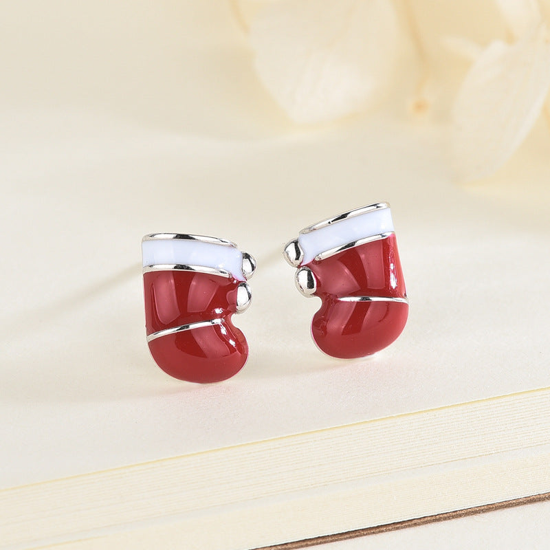 Silver Christmas Hat Earrings for Women