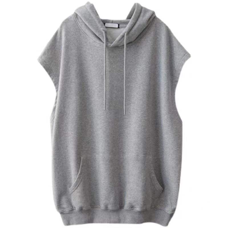 Women's Grey Hooded Cape Loose Pullover Sweater | Streetwear
