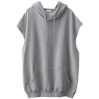 Women's Grey Hooded Cape Loose Pullover Sweater | Streetwear