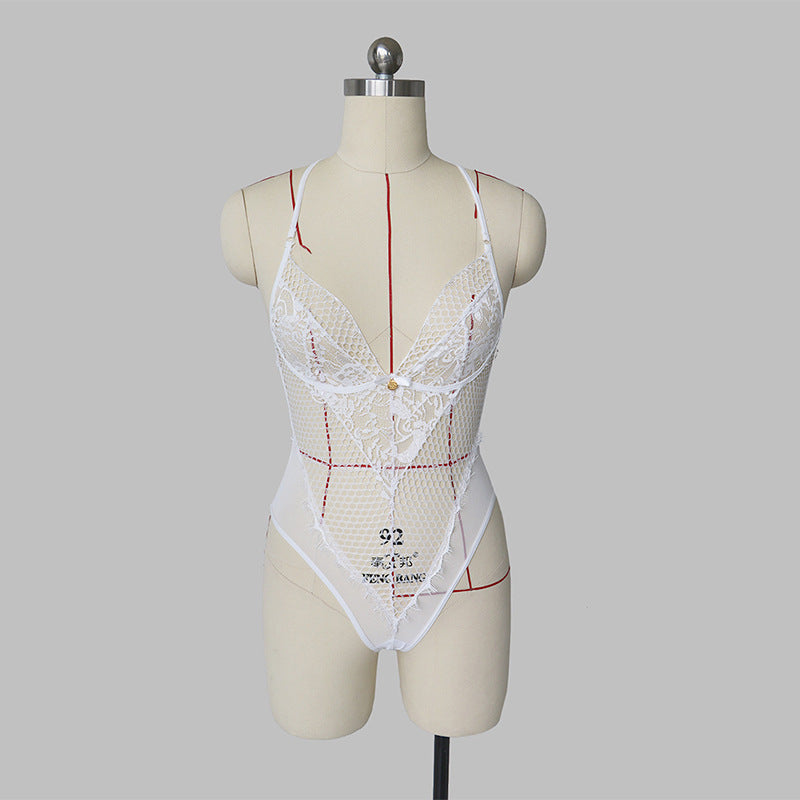 Lace Mesh See-Through Bodysuit for Seduction