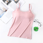Seamless Camisole with Built-in Bra and Adjustable Straps