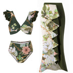 2023 Vintage High Waist Ruffled Bikini Swimwear Set