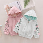 Hooded Floral Trench Coat in Casual Loose Fit