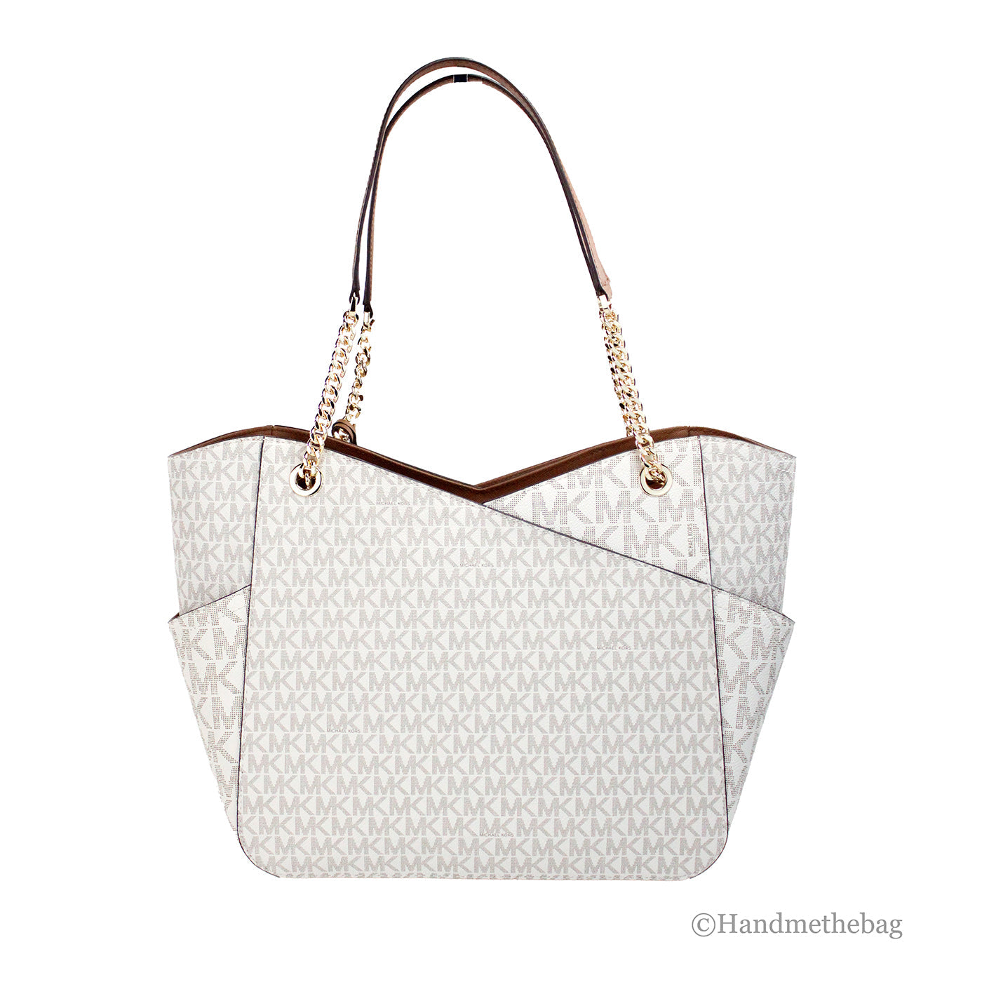 Michael Kors Jet Set Vanilla Signature X Cross Chain Tote