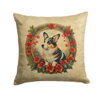Corgi Christmas Flowers Throw Pillow