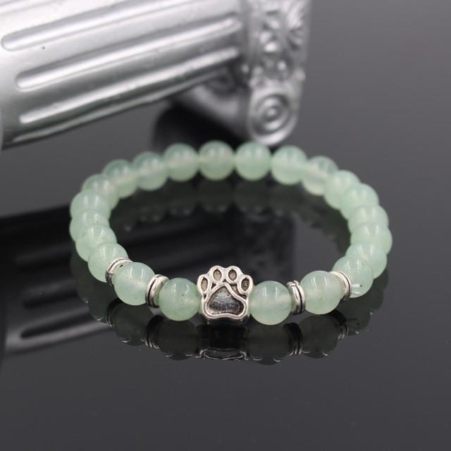 Lava Stone Dog Paw Heart Bead Bracelet