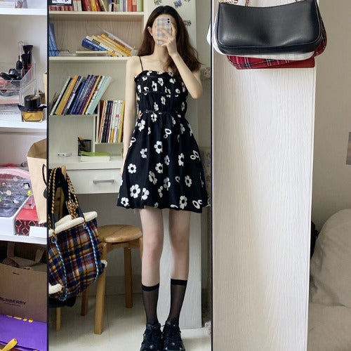Black and White Floral Summer Dress with White Top