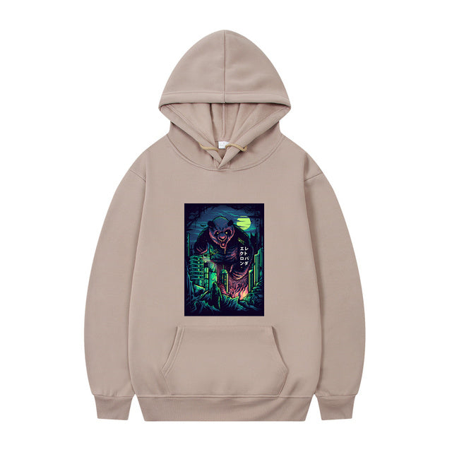 Men's Oversized Anime Monster Print Hoodie - Casual Pullover | Streetwear