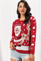 New Santa Fawn Jacquard Pullover Sweater | Streetwear