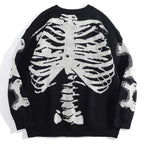 Skull Oversized Long Sleeve Pullover Sweater | Streetwear