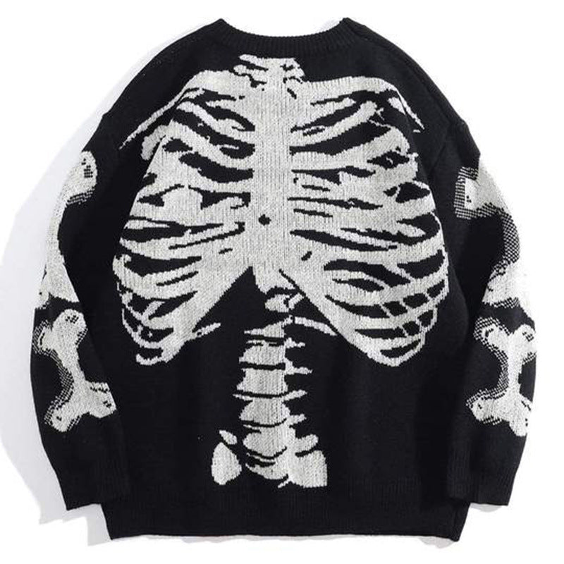 Skull Oversized Long Sleeve Pullover Sweater | Streetwear